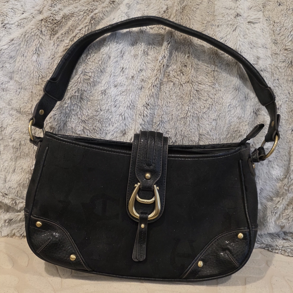 Etienne Aigner Black Shoulder Bag with Gold Hardware